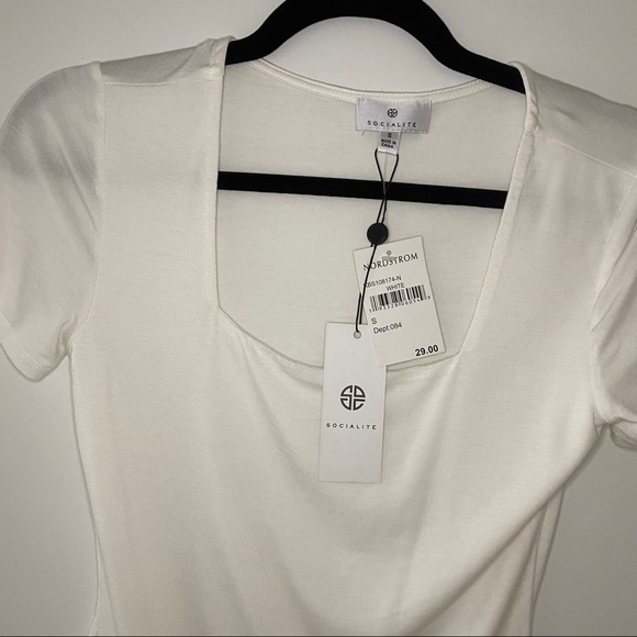 NWT Socialite Square Neck Bodysuit White Small - Picture 4 of 12